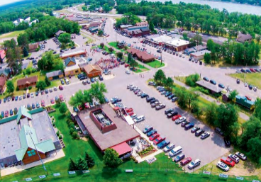 aerial overhead shot of downtown nisswa
